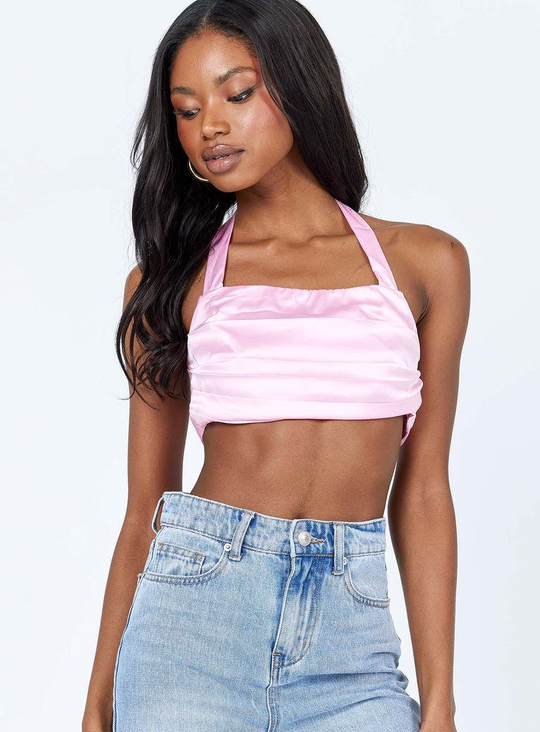 front view of model wearing Princess Polly Esmae Top Pink 