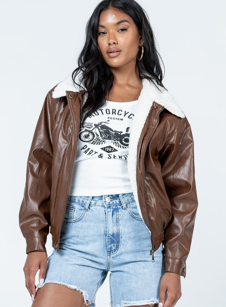 Jacket  100% PU  Faux leather material  Faux fur collar & lining  Zip front fastening  Elasticated waistband  Single-button cuff  Twin hip pockets  Fully lined 