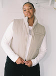 Puffer vest High neck Zip front fastening  Faux chest pocket 