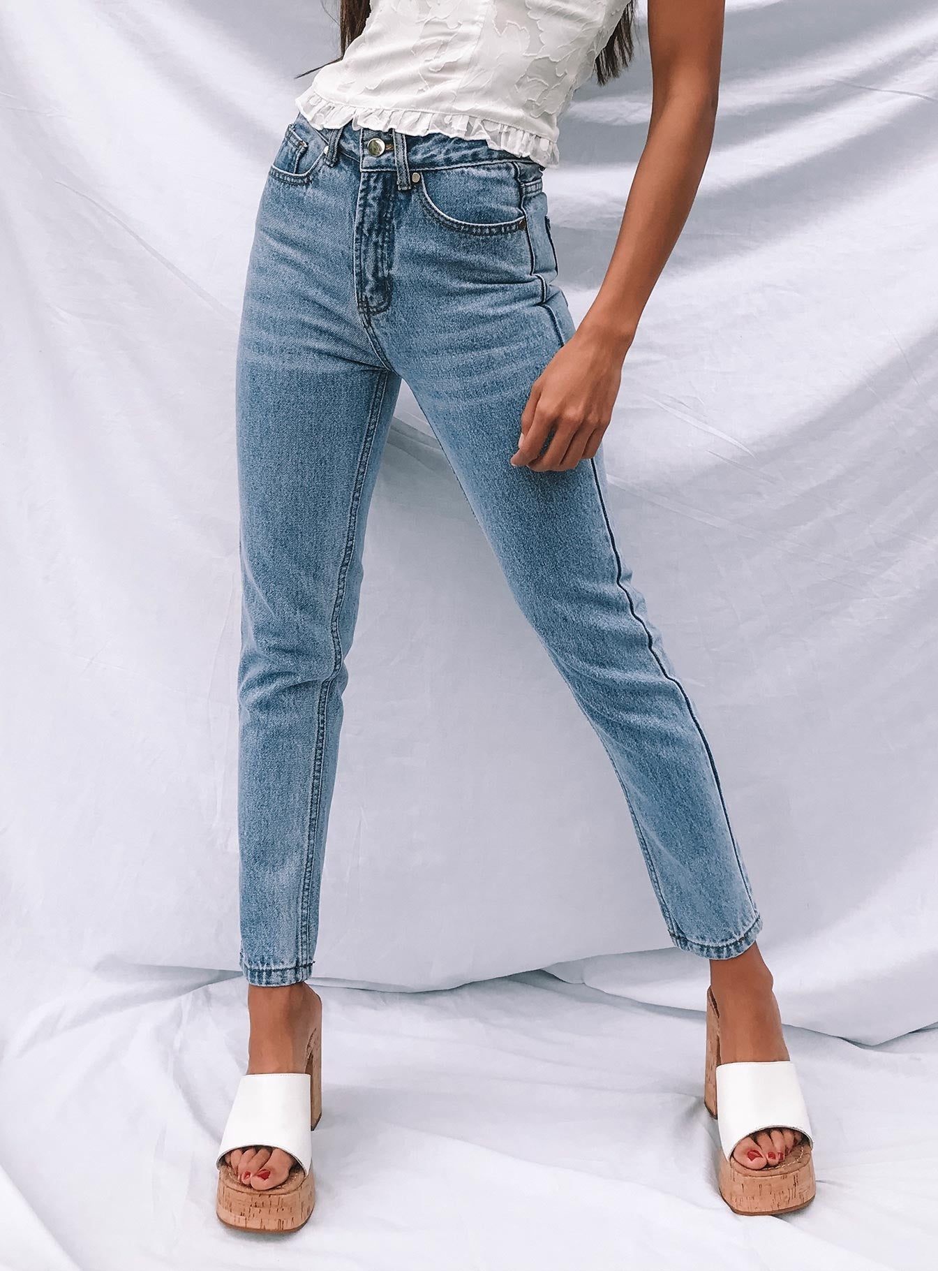 product Princess Polly High Waisted  Gemini Mom Jeans Pale Blue