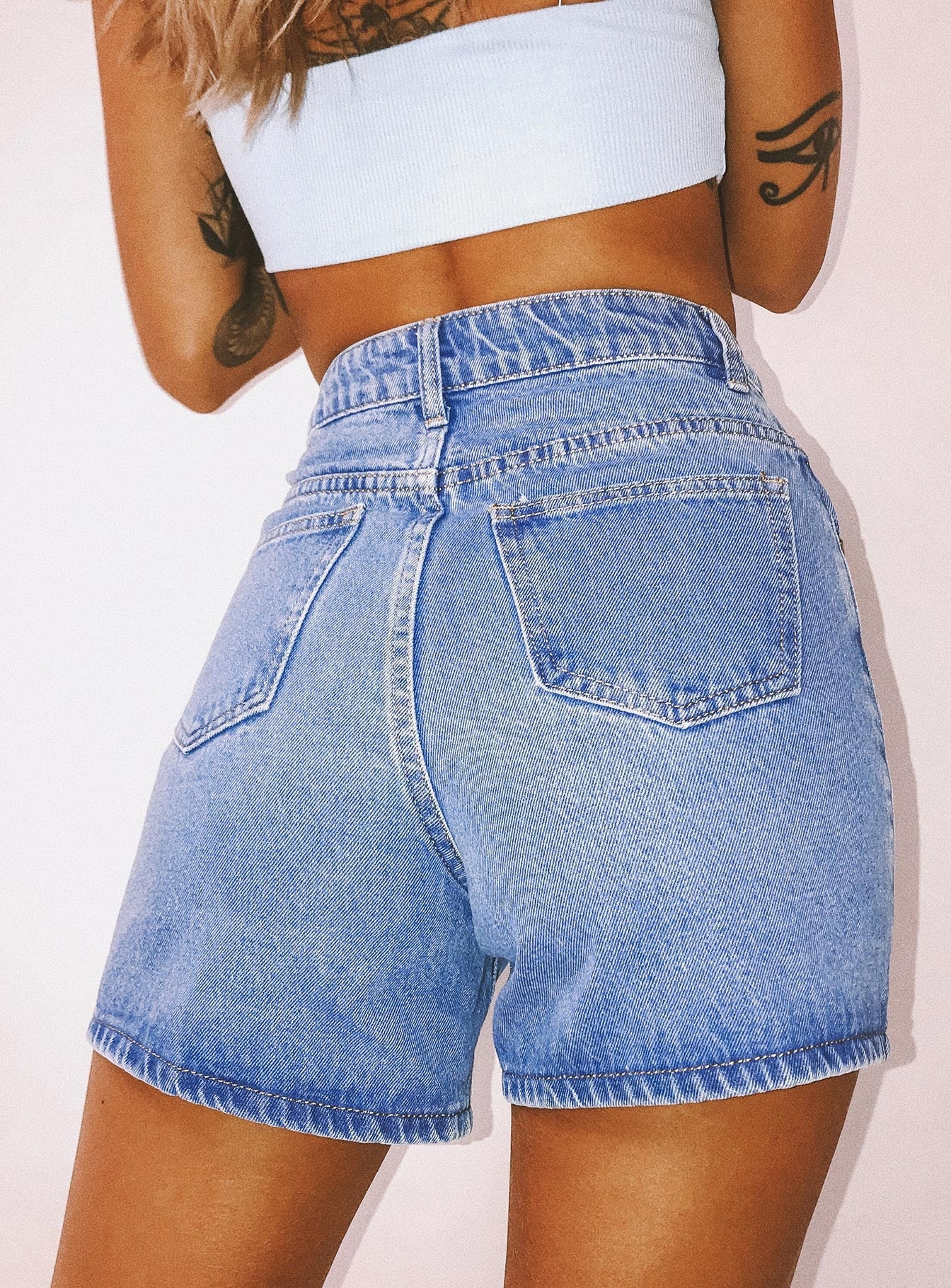 product The Swalla Shorts Blue Denim Princess Polly Low Rise Shorts 