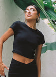 Crop top Ribbed material Short capped sleeves Good stretch