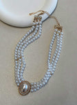 Necklace Choker style Gold toned Pearl and diamante detail Lobster clasp fastening