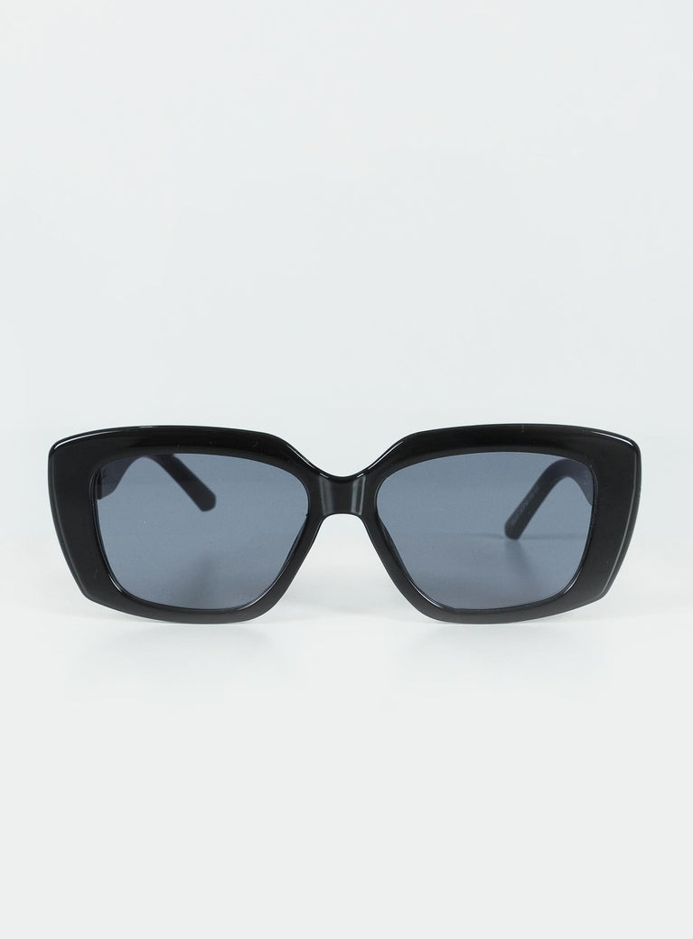 Sunglasses Oversized style Rectangle frame Gold-toned detail on arms Moulded nose bridge Black tinted lenses Lightweight