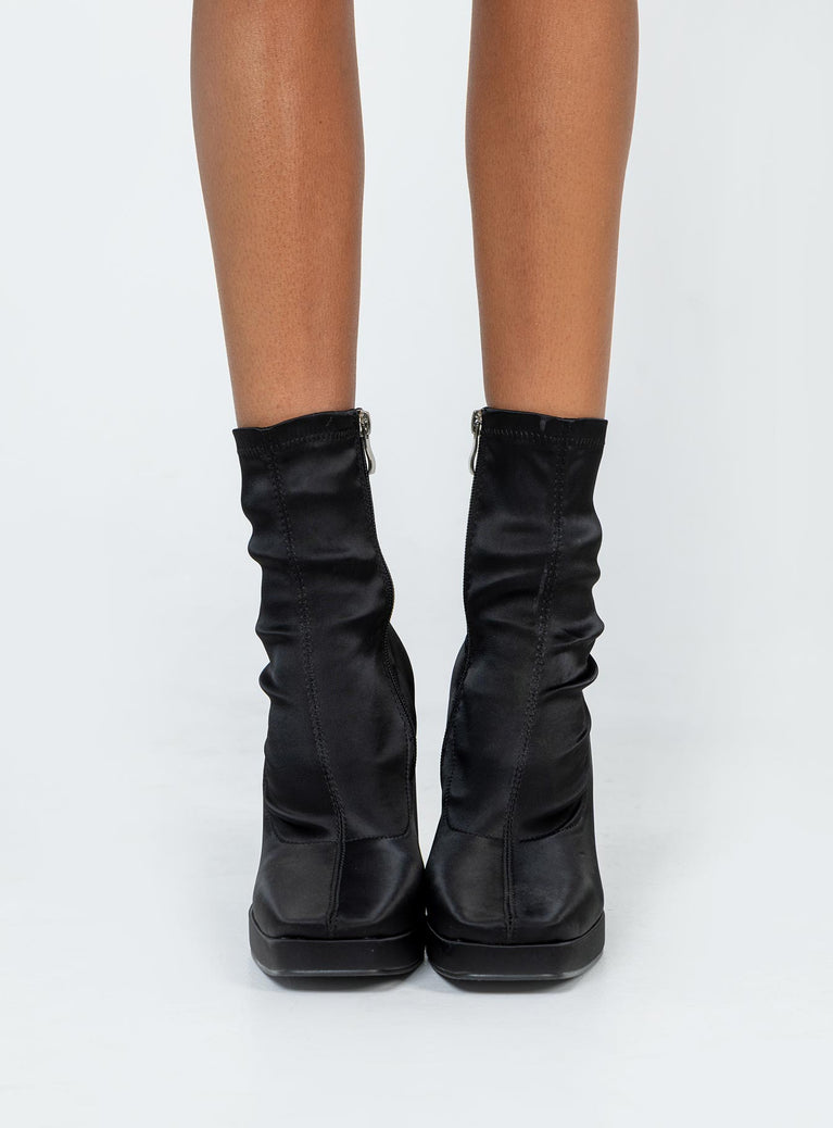 Highway Satin Ankle Boots Black