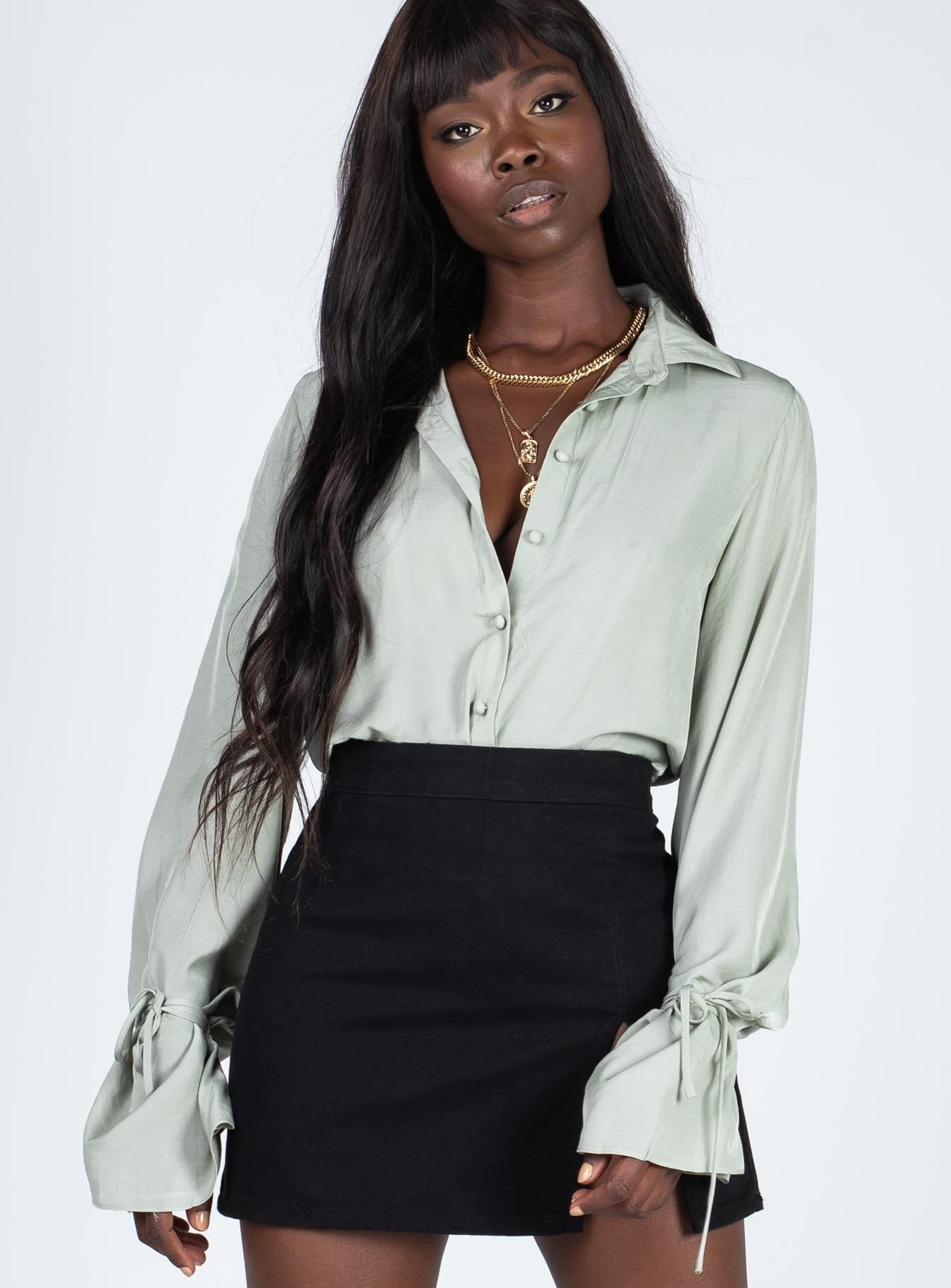 Forbidden Shirt Sage Full Sleeves V-Neck 