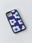 iPhone case Faux fur back  Floral print  Plastic edges  Easy clip on design 