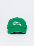 Green dad cap 100% cotton  Embroidered graphic  Vintage wash 