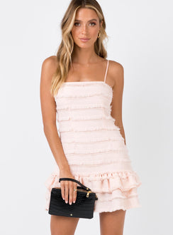 front view of model wearing Princess Polly Molina Mini Dress Blush 