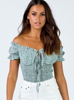 front view of model wearing Princess Polly Asha Bodysuit Short Sleeves V-Neck 