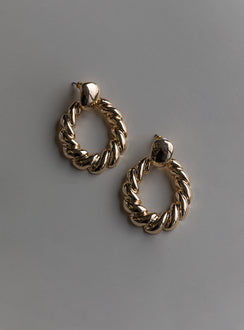 Earrings Gold-toned  Stud fastening  Rope look hoop 
