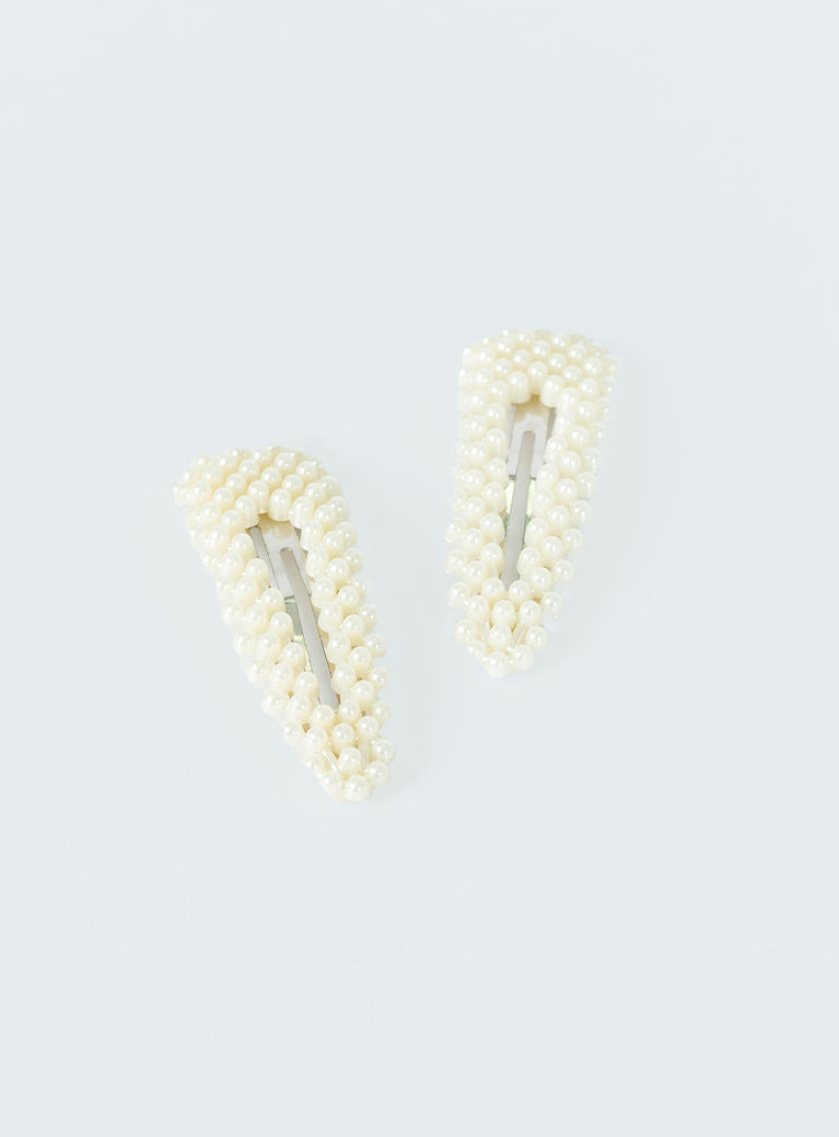 Hair clip pack Set of two Pearl detail