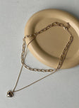 Necklace set Heart pendant Gold-toned
