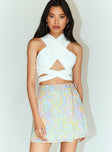 Retro Swirl Wrap Mini Skirt