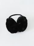 Ear muffs  100% polyester Faux leather material  Oversized earpieces  Wired headpiece 