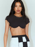 Princess Polly  Becca Short Sleeve Crop Top Black