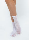 Lace socks  Princess Polly Exclusive 80% polyamide 20% nylon Sheer material Good stretch 