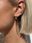 Earrings Gold toned Stud fastening Hoop style Gemstone detail