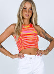 front view of model wearing Princess Polly Leo Knit Top Orange 