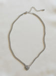 Necklace Silver-toned chain Diamonte detail Heart pendant