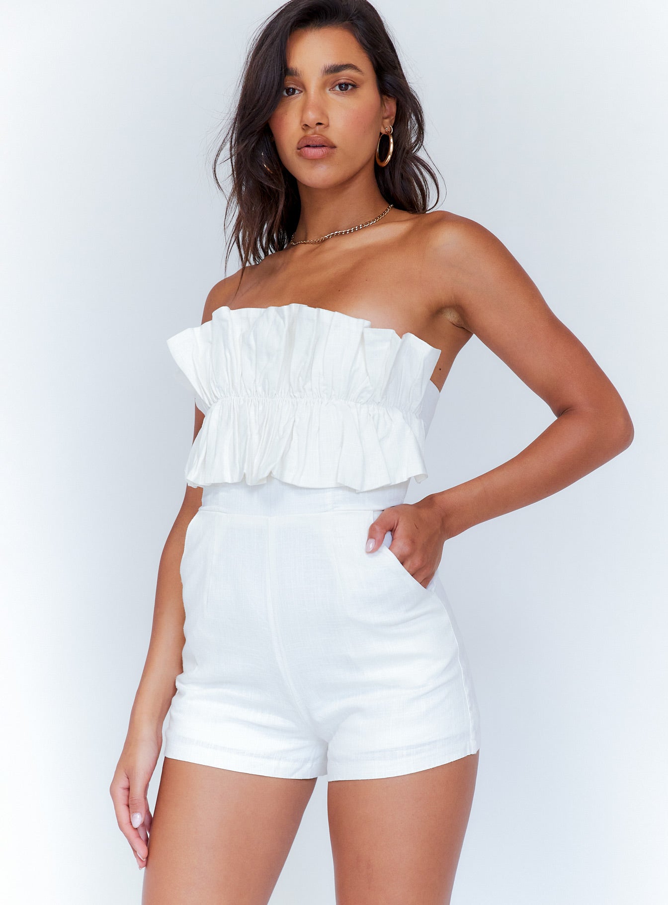 White tube top discount romper