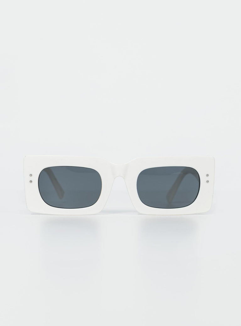 Sunglasses  100% plastic UV 400 Oversized fit  Black tinted lenses  Moulded nose bridge 