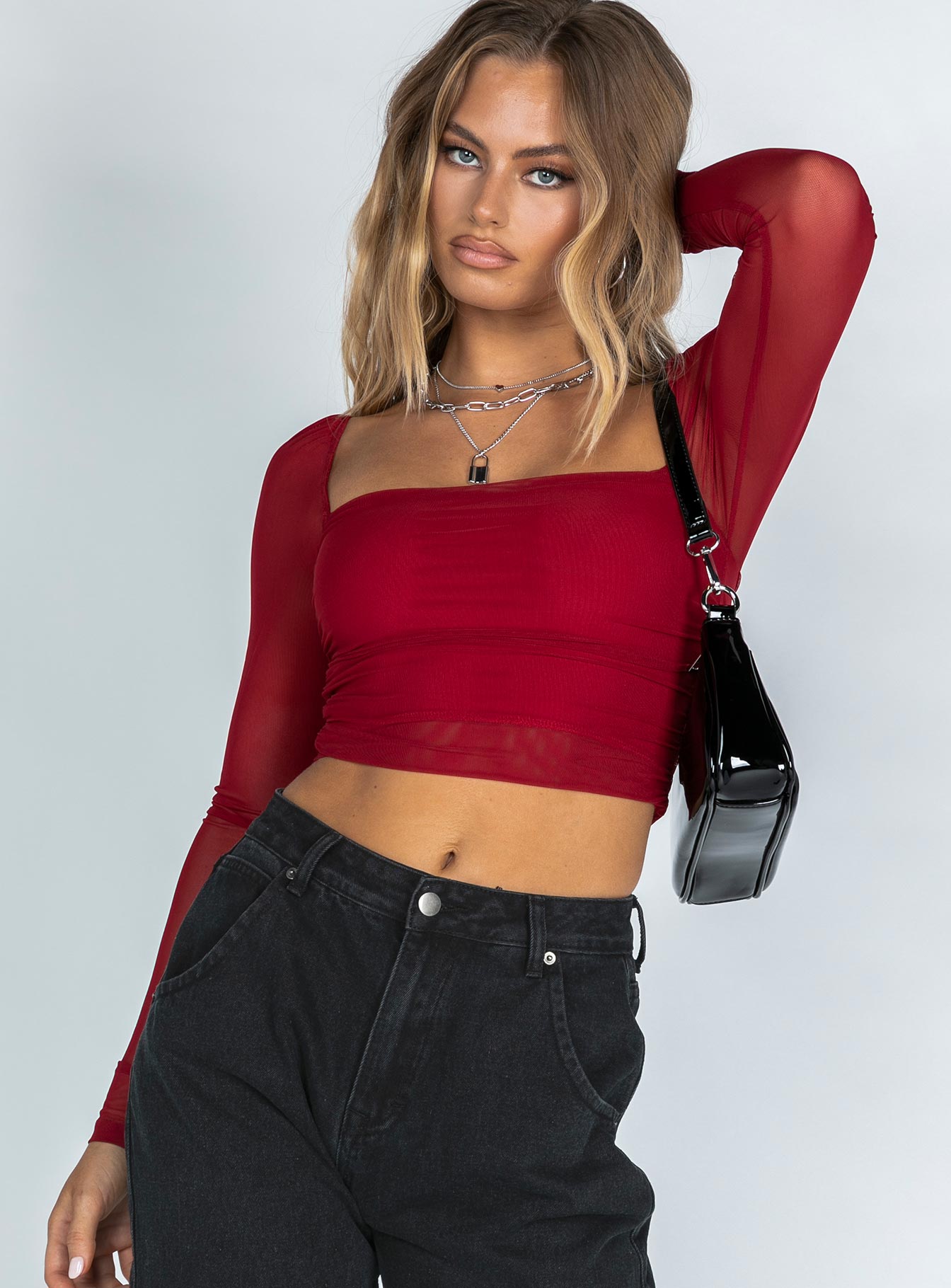 City lights long sleeve top red