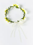 Flower crown Thin wired band Lace tie fastening at back