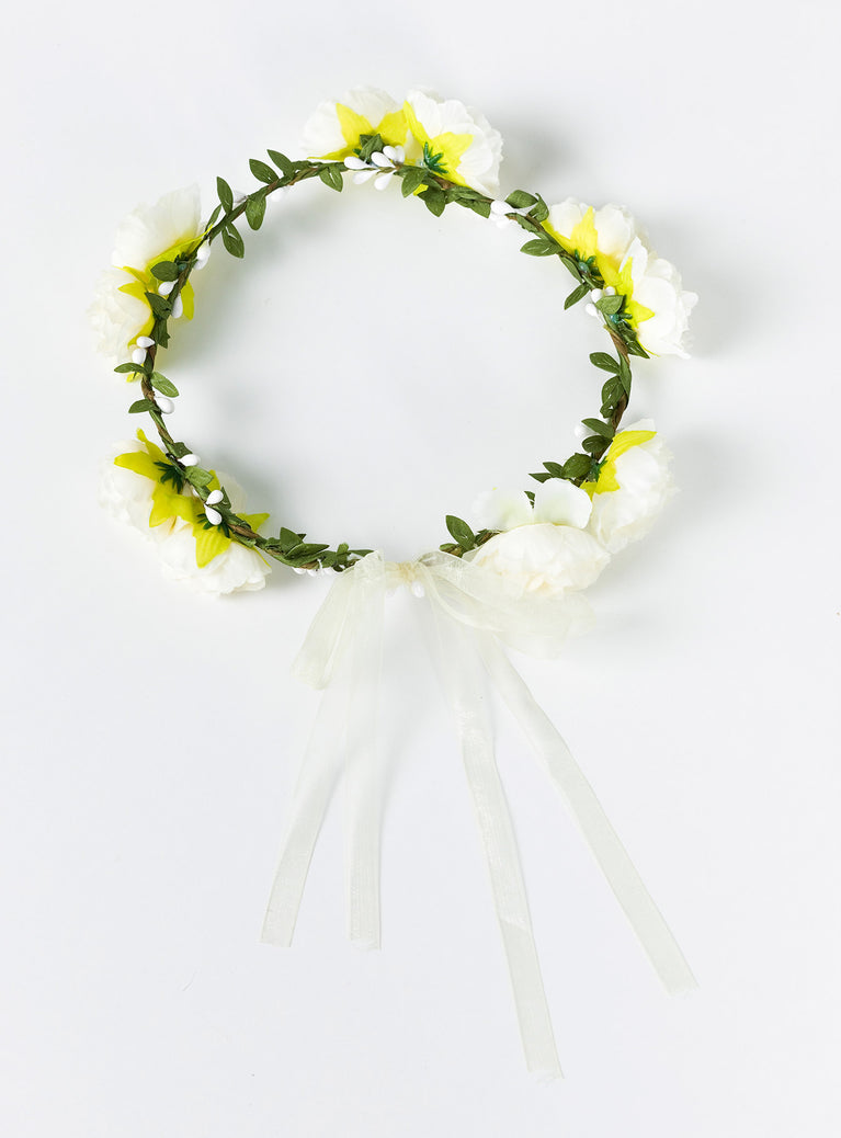 Flower crown Thin wired band Lace tie fastening at back