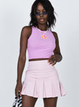   front view of model wearing Princess Polly Rescue Me Pleat Denim Mini Skirt Pink 