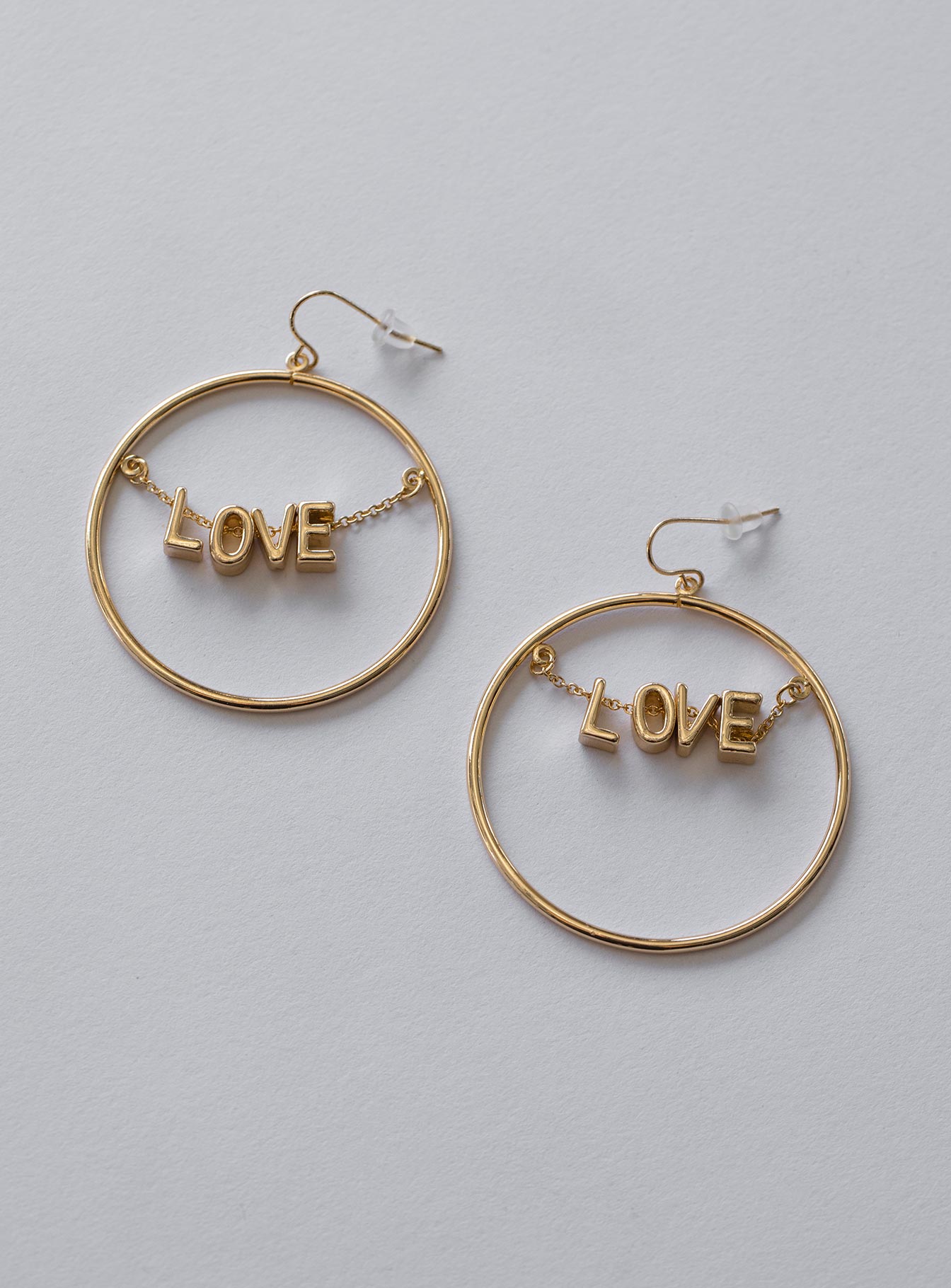 Earrings Hoop style Inner drop charm Gold-toned