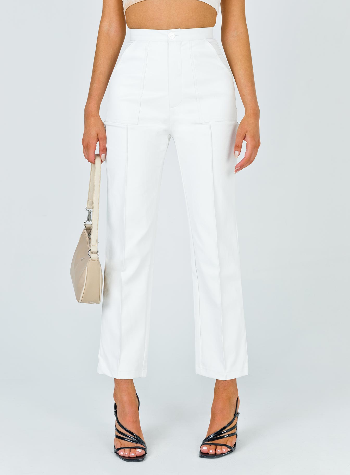 front view of model wearing Princess Polly Encore Pants White 