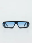 Sunglasses Rectangle frame  Blue tinted lenses  Moulded nose bridge 