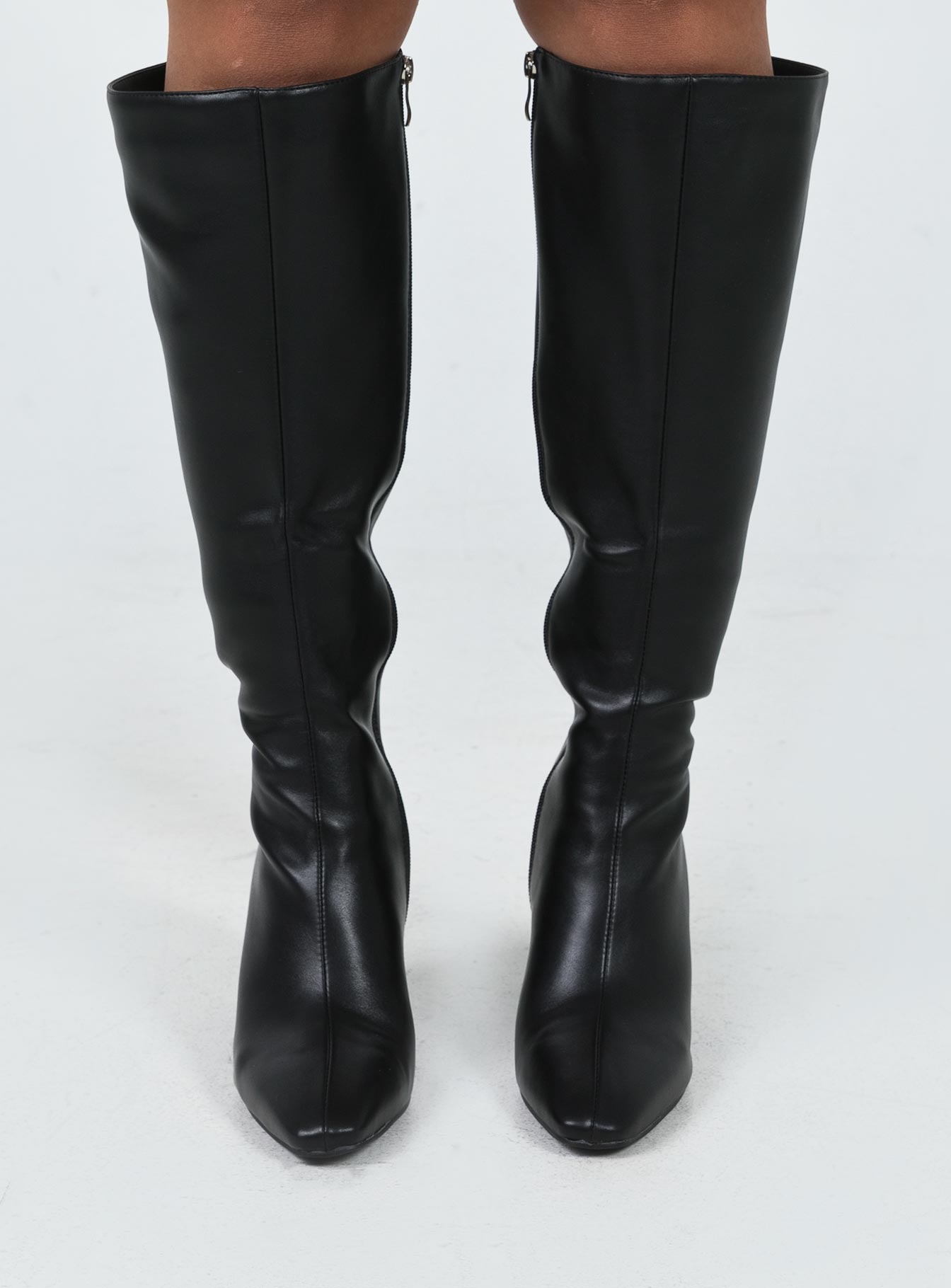 Black boots with gold clearance zipper up the back