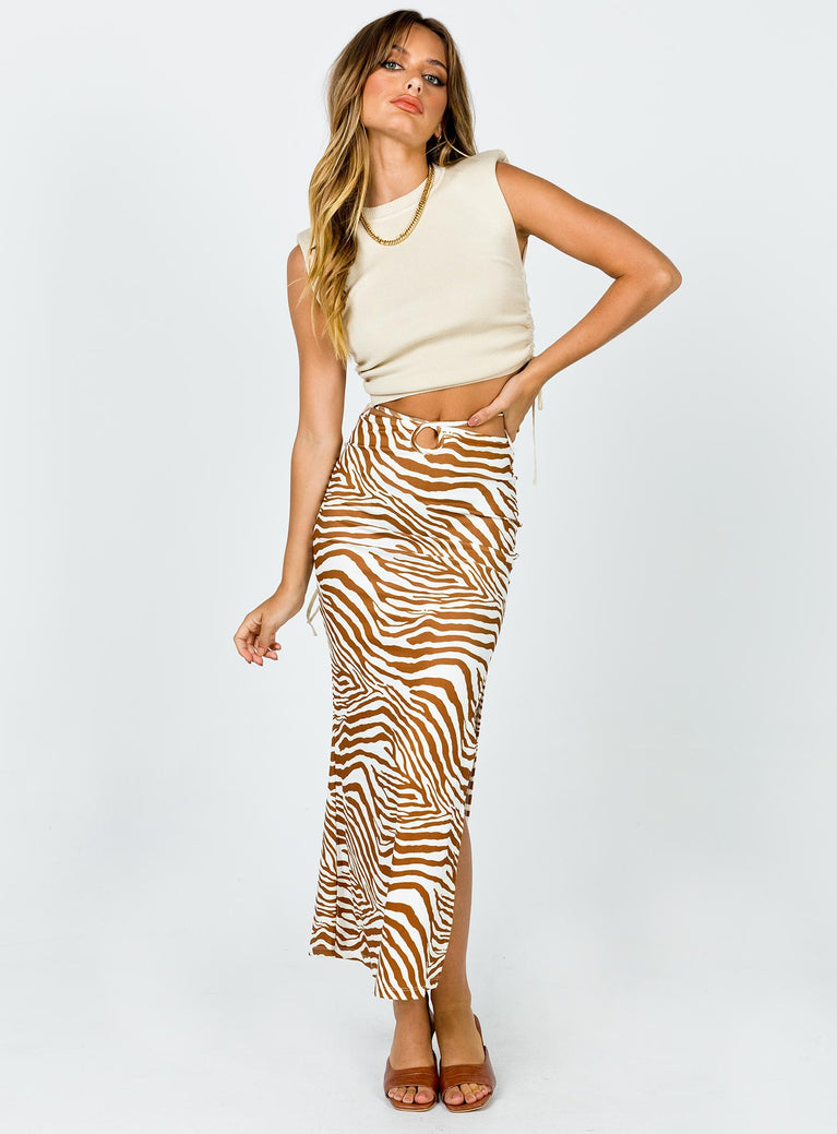 Kody Maxi Skirt Beige Zebra