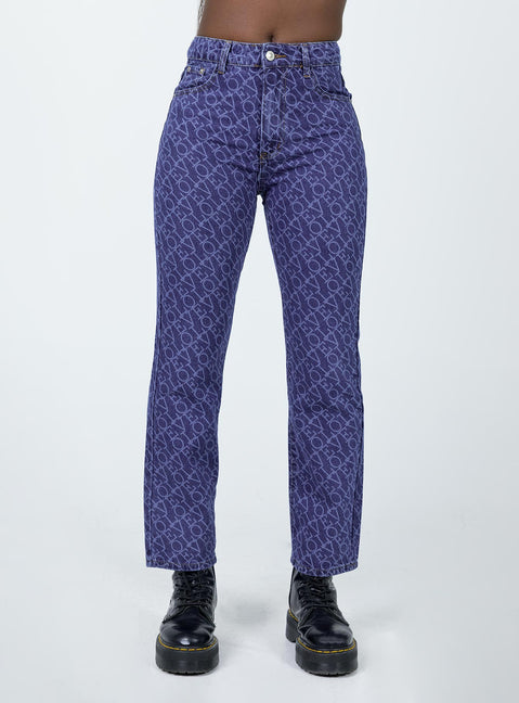 side view of model wearing Princess Polly Love Lounge Denim Jeans Mid Rise 