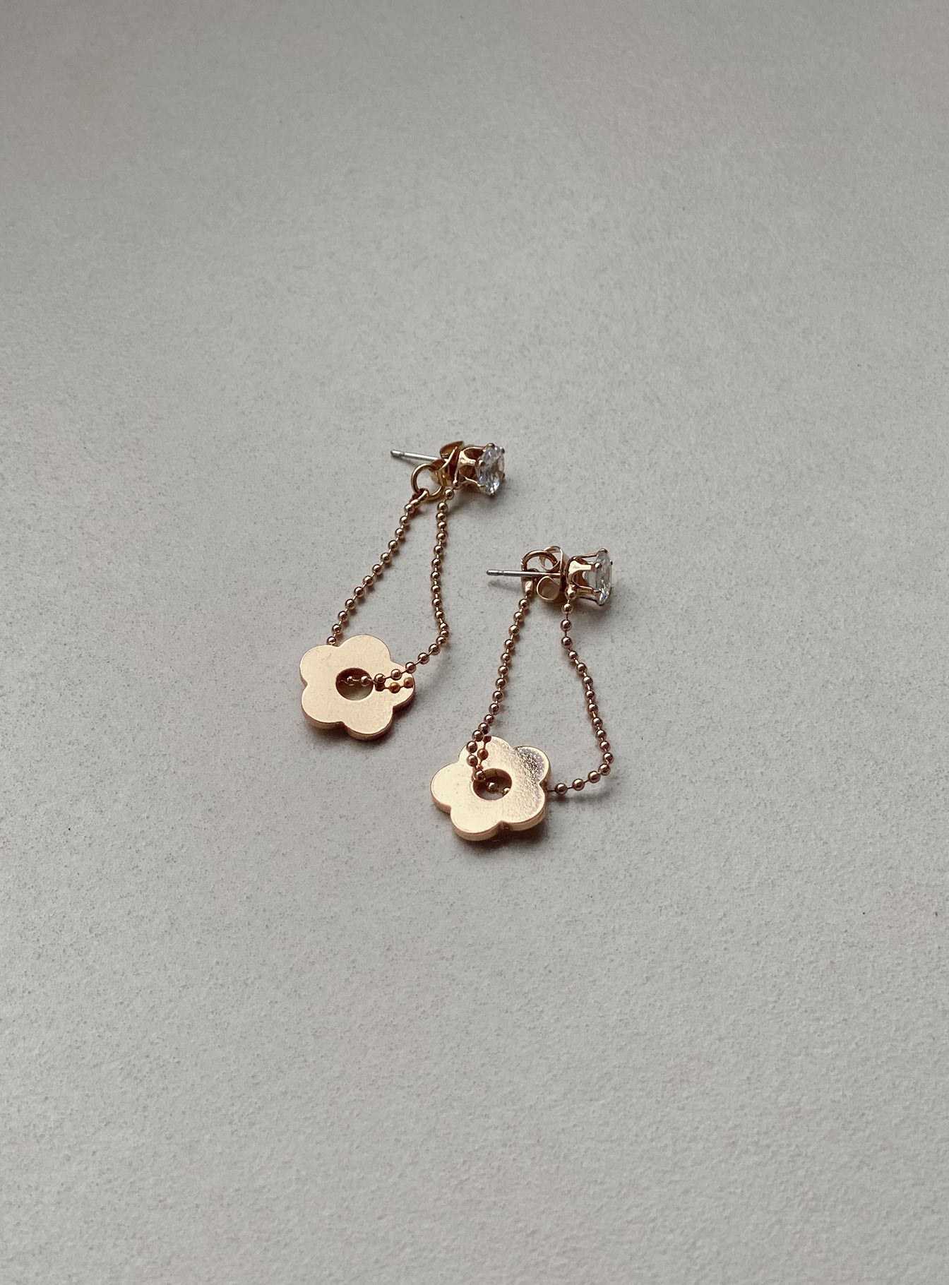 Earrings Stuf fastening Diamante detail Drop down charm  Flower pendant