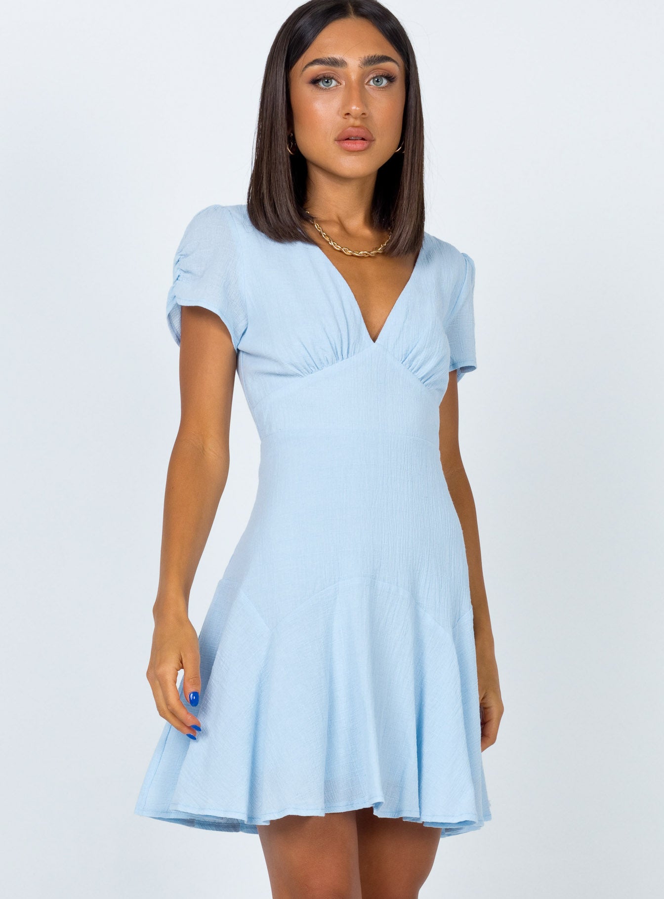 Baby blue stripe mini dress best sale