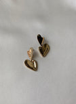 Earrings Gold-toned Stud fastening Heart drop don charm