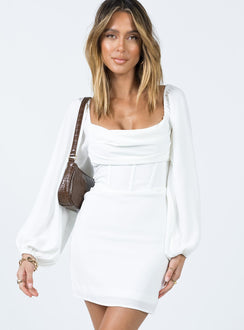 product Princess Polly Square Neck  Lillie Long Sleeve Mini Dress White