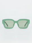 Sunglasses Oversized frame  Green tinted lenses Moulded nose bridge  