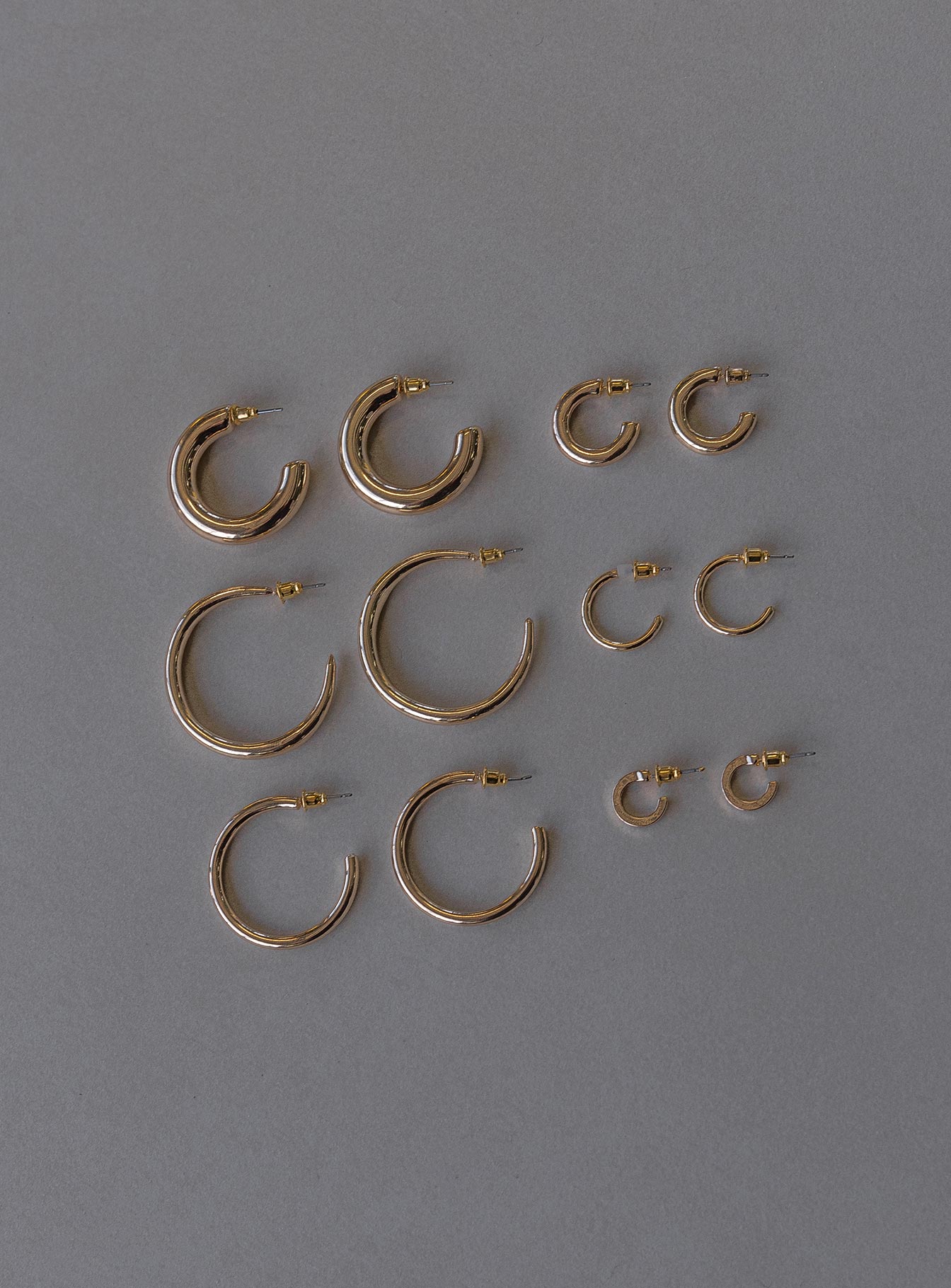 Earring pack 100% recycled zinc Pack of six  Stud fastening  Hoop style 