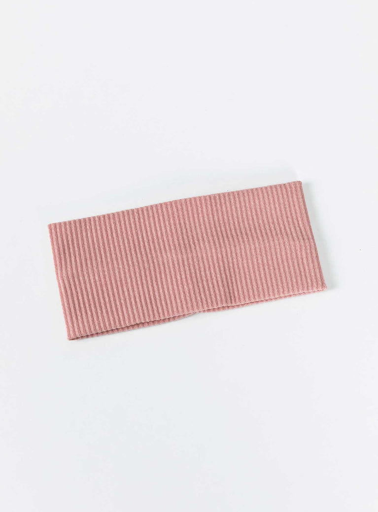 Pink headband Ribbed knit material Thick design Double lined Good stretch