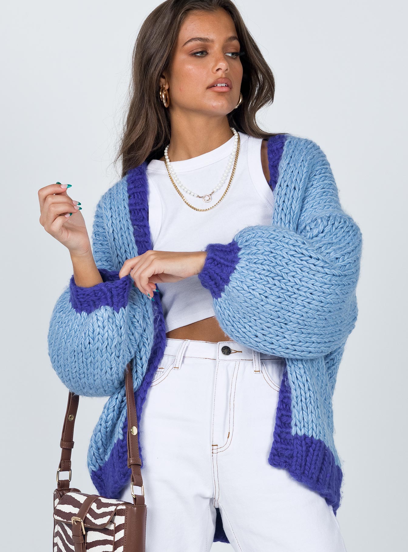 Lester knit cardigan blue