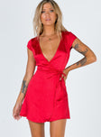 front view of model wearing Princess Polly Emily Mini Dress Red 