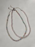 Necklace Two chains. these can be worn separately Beaded design Lobster clasp fastening Silver-toned 