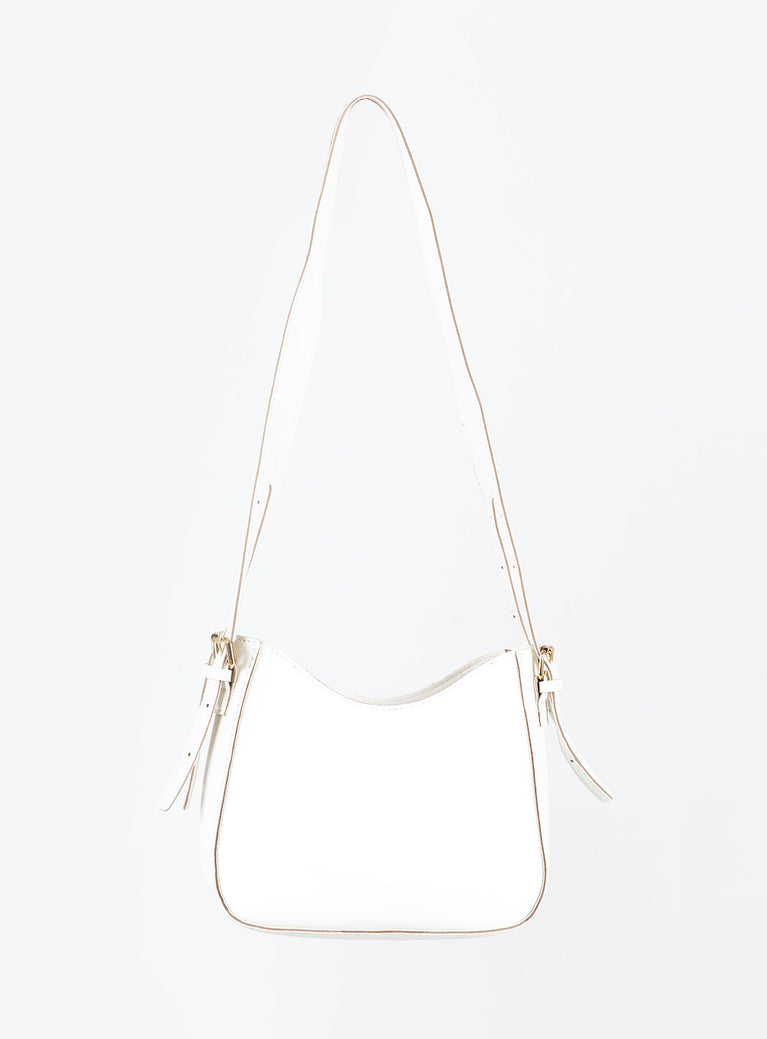 Crossbody bag Faux leather material Gold-toned hardware Adjustable & removable crossbody strap Zip fastening Flat base