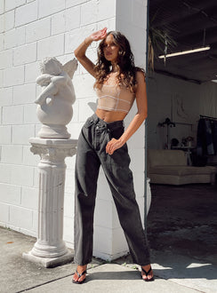 product Princess Polly High Waisted  Holly Asymmetric Straight Leg Jean Black Denim