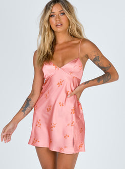 front view of model wearing Princess Polly Stargazing Mini Dress Pink Floral 