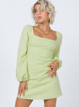 Princess Polly   Hastings Long Sleeve Mini Dress Green